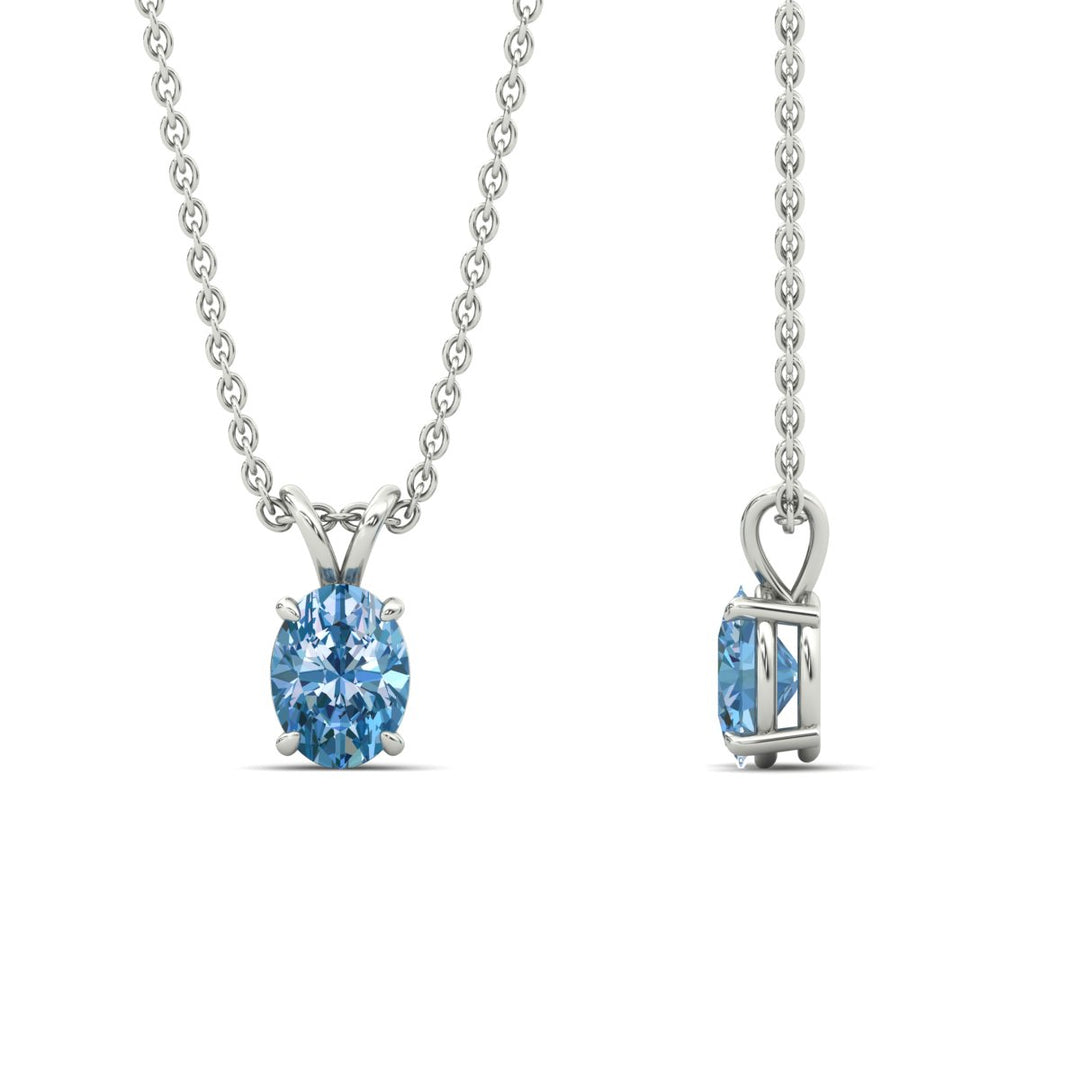 Fancy Lab Grown Oval Shaped Colored Stone Diamond Pendant