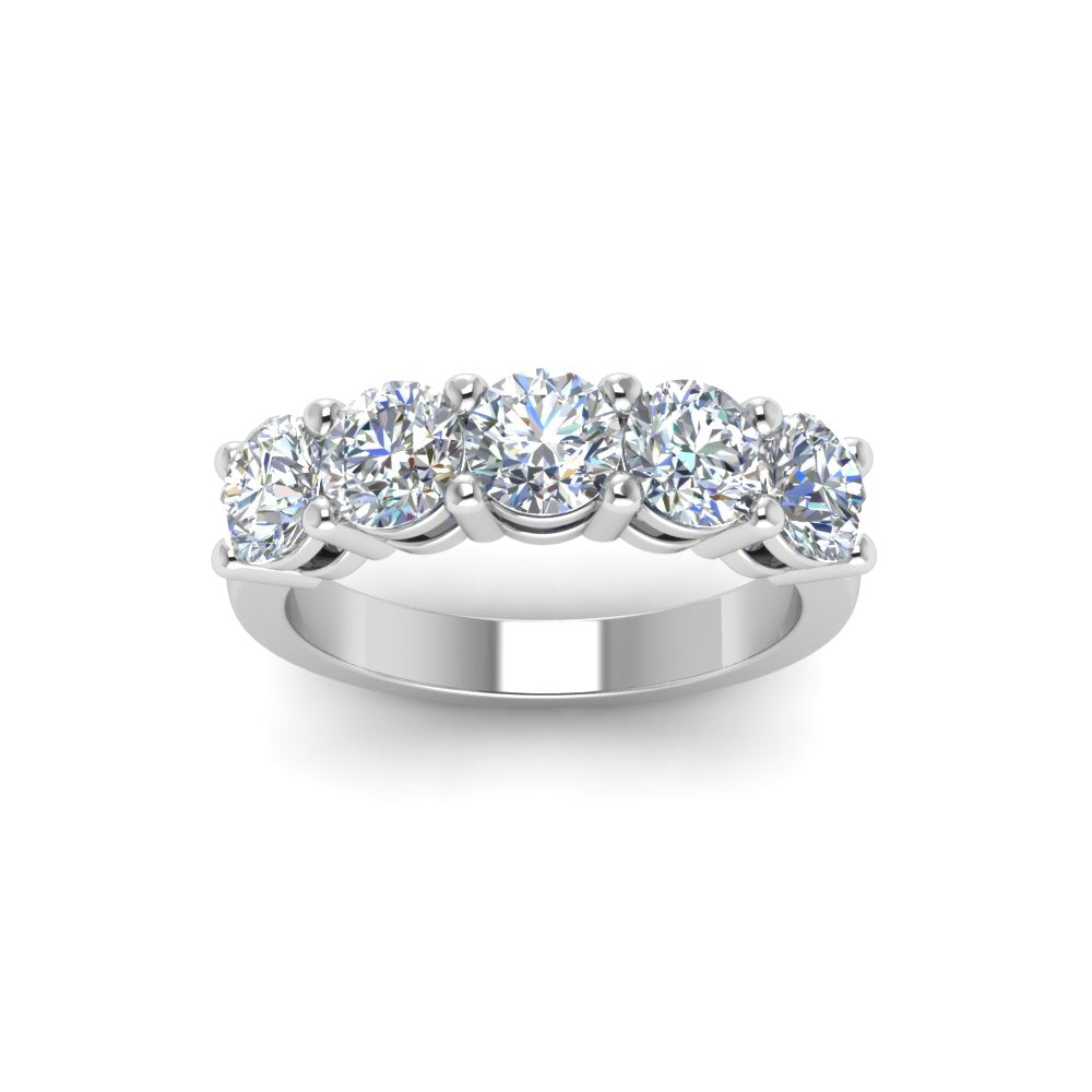 1 Carat Round Cut Lab Grown Five Stone Wedding Band For Women 14K White Gold |Cuts & Carat