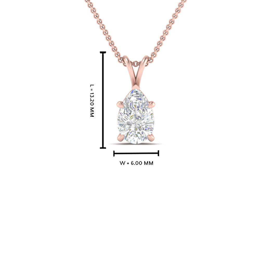 Pear Lab Diamond Solitaire Pendant For Women 14K Gold