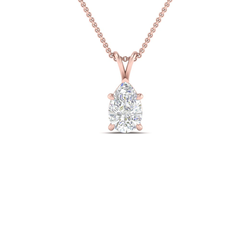 Pear Lab Diamond Solitaire Pendant For Women 14K Gold