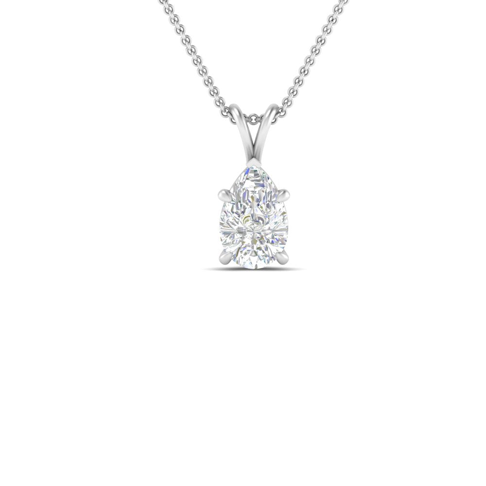 Pear Lab Diamond Solitaire Pendant For Women 14K Gold