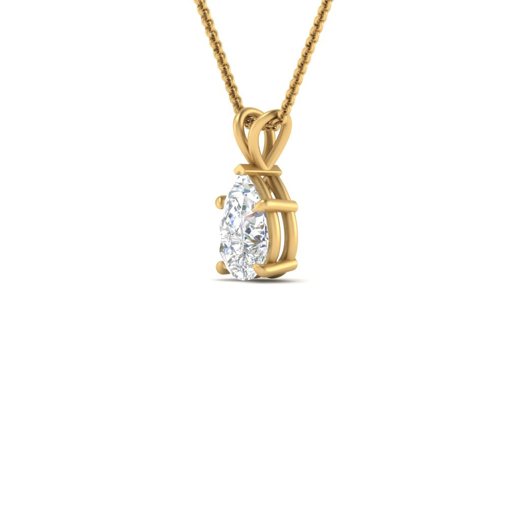 Pear Lab Diamond Solitaire Pendant For Women 14K Gold