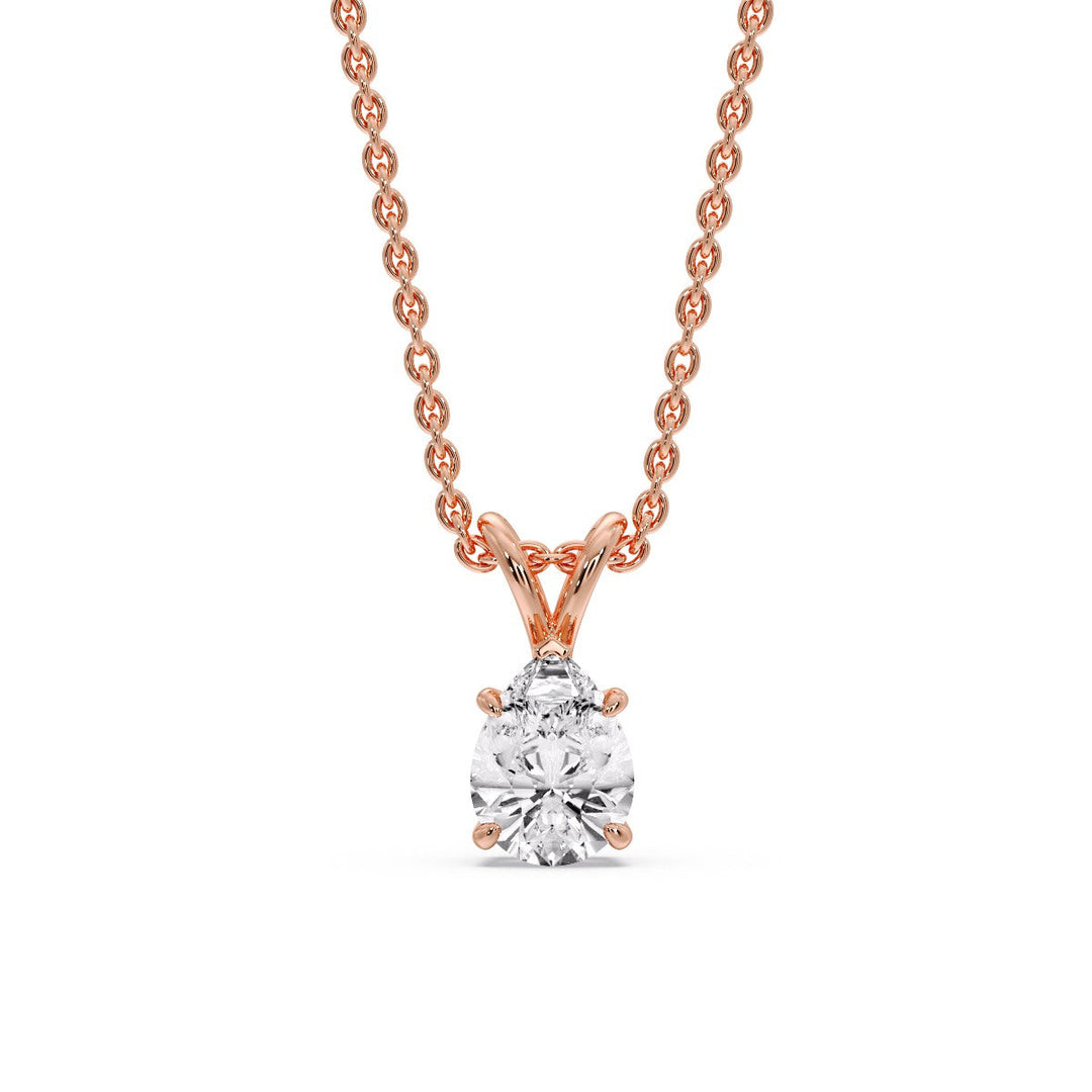 Color Lab Fancy Pear Shaped Diamond Solitaire Pendant