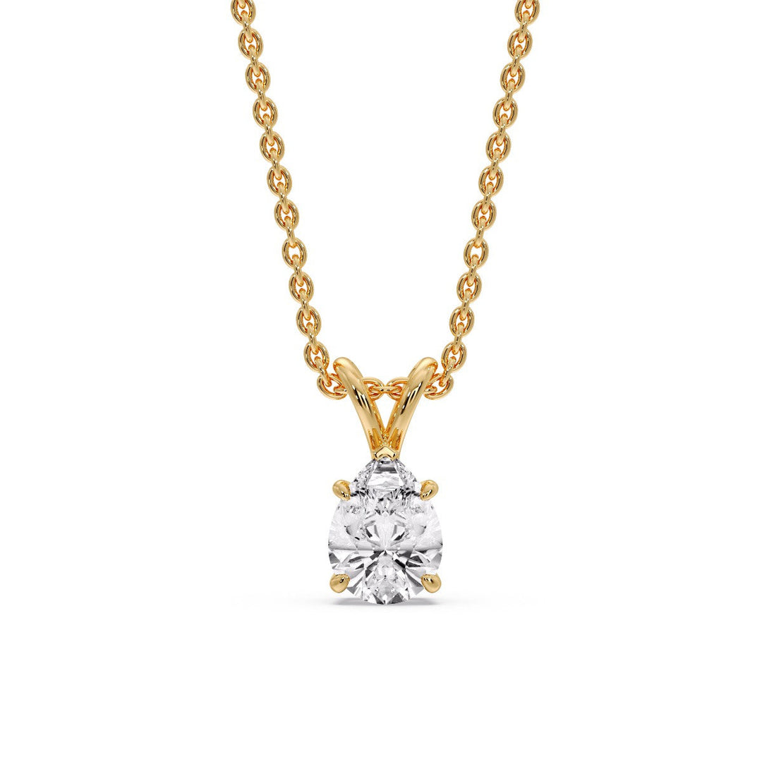 Color Lab Fancy Pear Shaped Diamond Solitaire Pendant