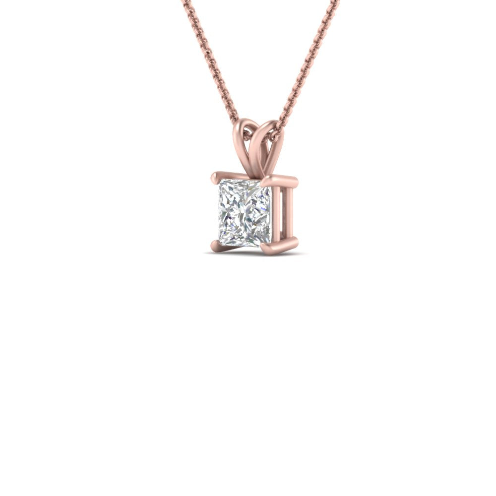 Princess Cut Lab Diamond Solitaire Pendant For Women 14K Gold