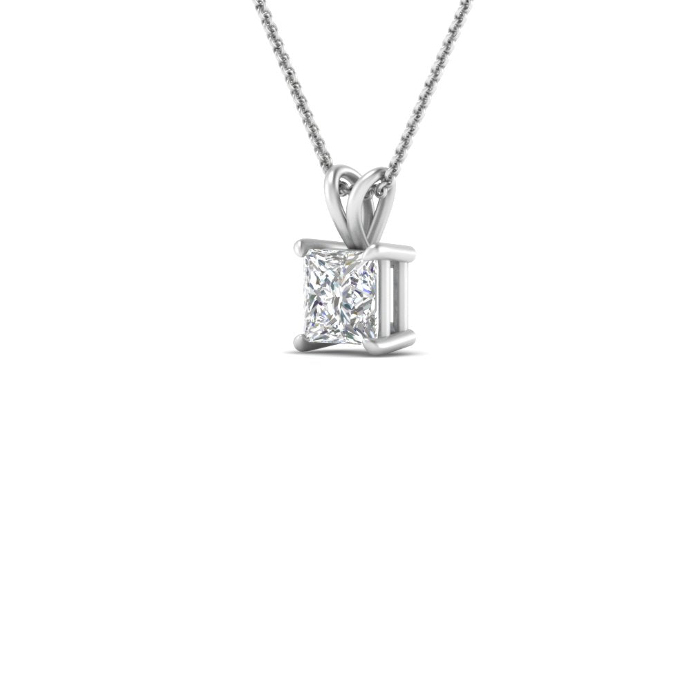 Princess Cut Lab Diamond Solitaire Pendant For Women 14K Gold