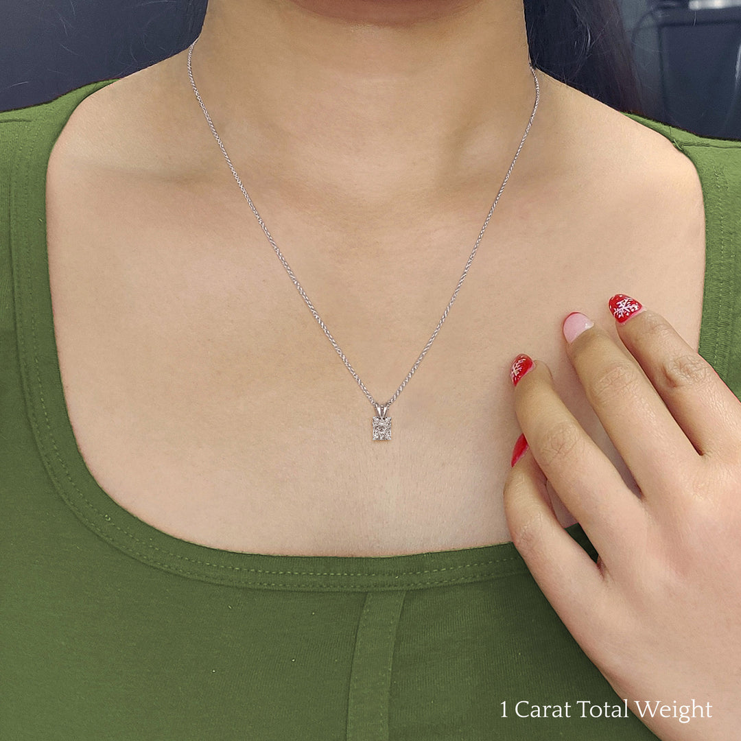 0.25 Ctw To 1 Ctw Radiant Lab Diamond Solitaire Pendant For Women 14K Gold