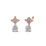 Load image into Gallery viewer, 0.50 To 2 Carat Lab Diamond Art Deco Inspired Round Drop Earring For Women 14K Gold
