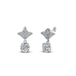 Load image into Gallery viewer, 0.50 To 2 Carat Lab Diamond Art Deco Inspired Round Drop Earring For Women 14K Gold
