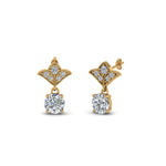 Load image into Gallery viewer, 0.50 To 2 Carat Lab Diamond Art Deco Inspired Round Drop Earring For Women 14K Gold
