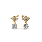 Load image into Gallery viewer, 0.50 To 2 Carat Lab Diamond Art Deco Inspired Round Drop Earring For Women 14K Gold
