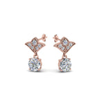 Load image into Gallery viewer, 0.50 To 2 Carat Lab Diamond Art Deco Inspired Round Drop Earring For Women 14K Gold
