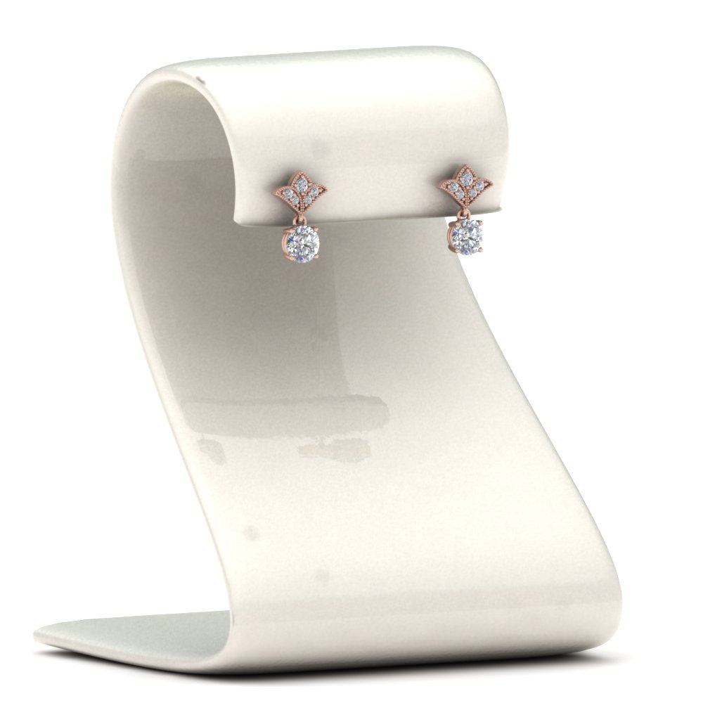 0.50 To 2 Carat Lab Diamond Art Deco Inspired Round Drop Earring For Women 14K Gold