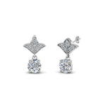Load image into Gallery viewer, 0.50 To 2 Carat Lab Diamond Art Deco Inspired Round Drop Earring For Women 14K Gold

