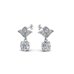 Load image into Gallery viewer, 0.50 To 2 Carat Lab Diamond Art Deco Inspired Round Drop Earring For Women 14K Gold
