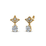 Load image into Gallery viewer, 0.50 To 2 Carat Lab Diamond Art Deco Inspired Round Drop Earring For Women 14K Gold
