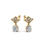 Load image into Gallery viewer, 0.50 To 2 Carat Lab Diamond Art Deco Inspired Round Drop Earring For Women 14K Gold
