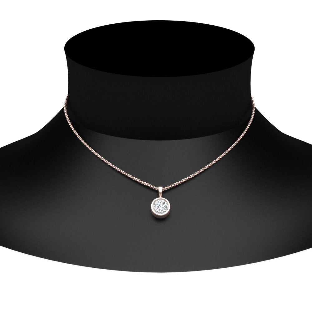 Round Lab Diamond Bezel Solitaire Pendant For Women