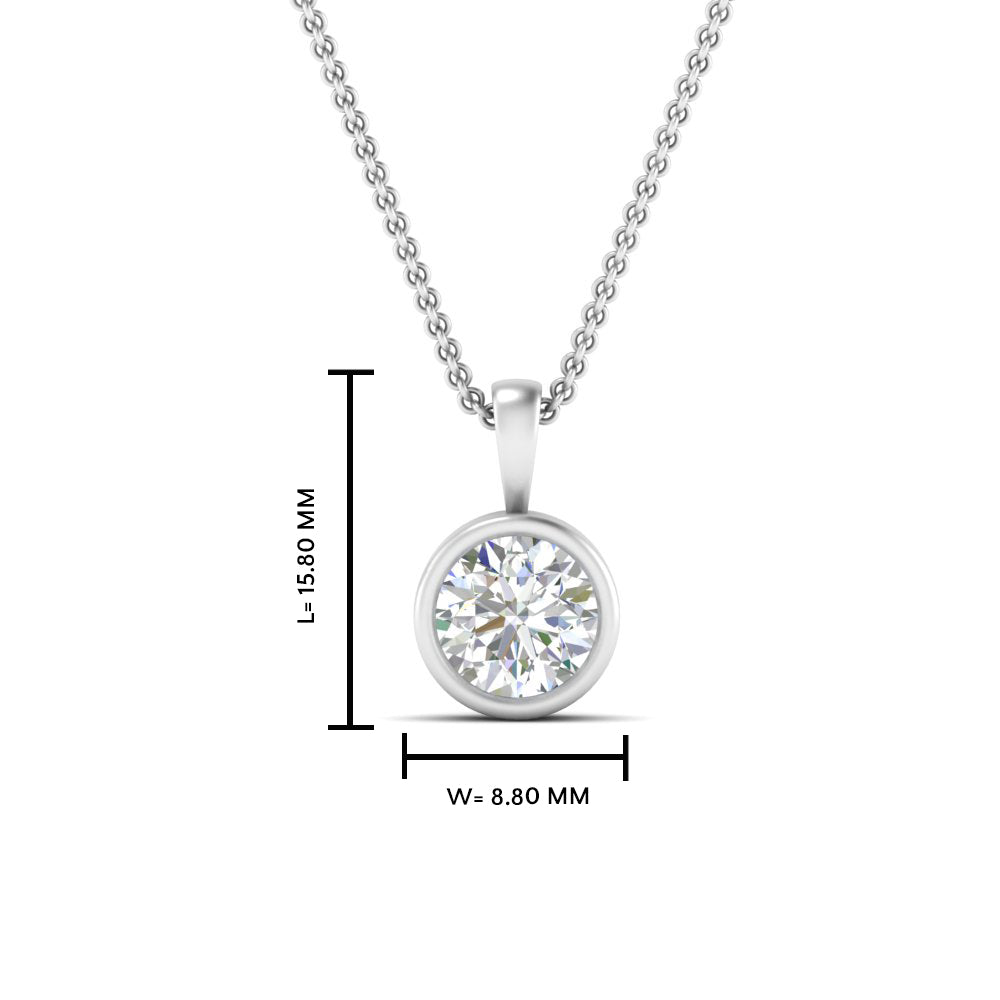 Round Lab Diamond Bezel Solitaire Pendant For Women