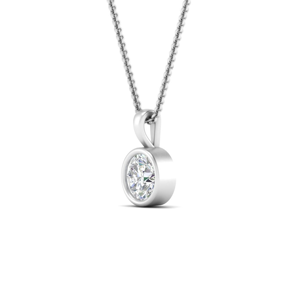 Round Lab Diamond Bezel Solitaire Pendant For Women