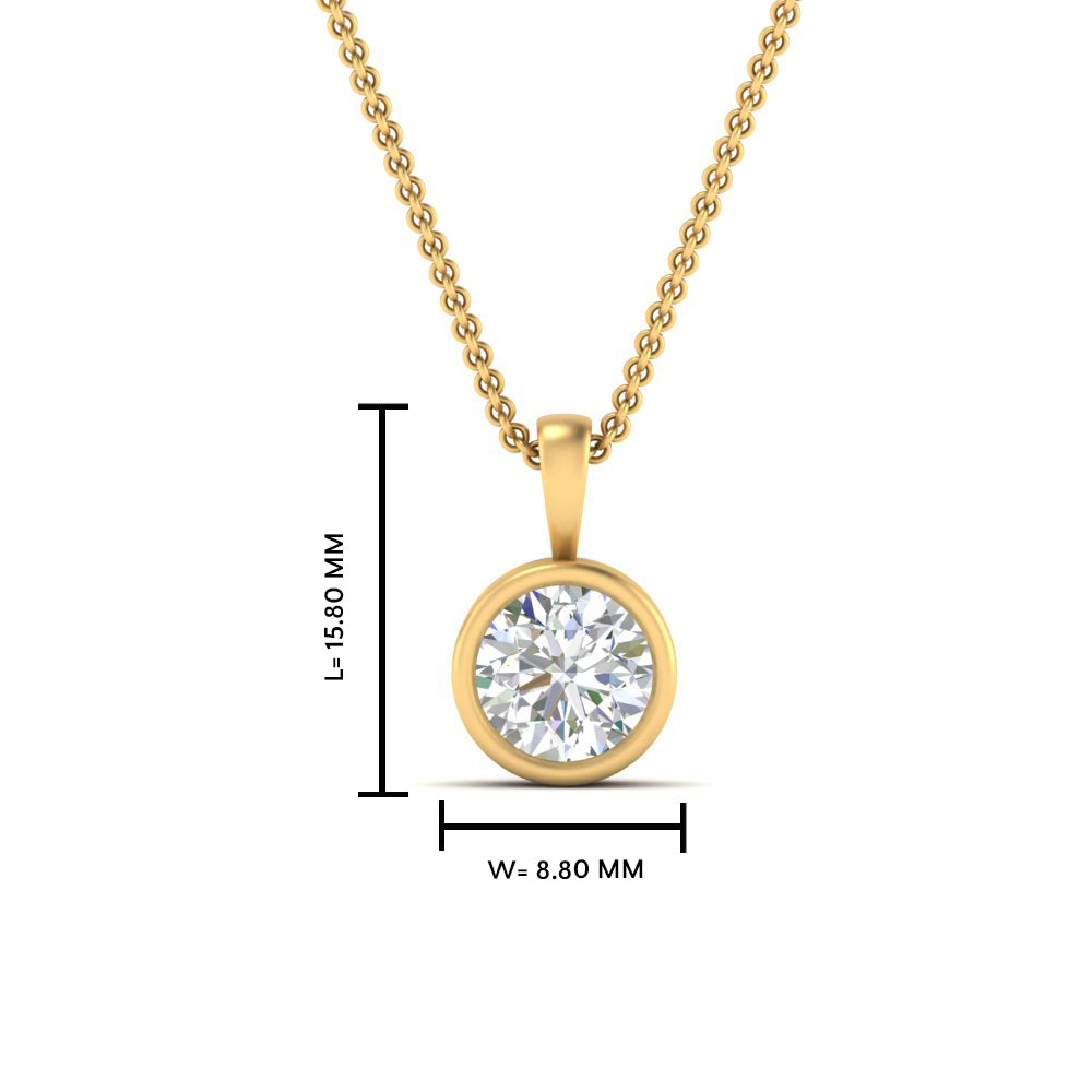 Round Lab Diamond Bezel Solitaire Pendant For Women