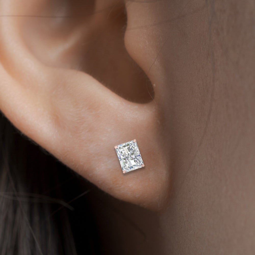 1/2 To 4 Carat Radiant Cut Lab Created Diamond Women Stud Earring 14K Gold