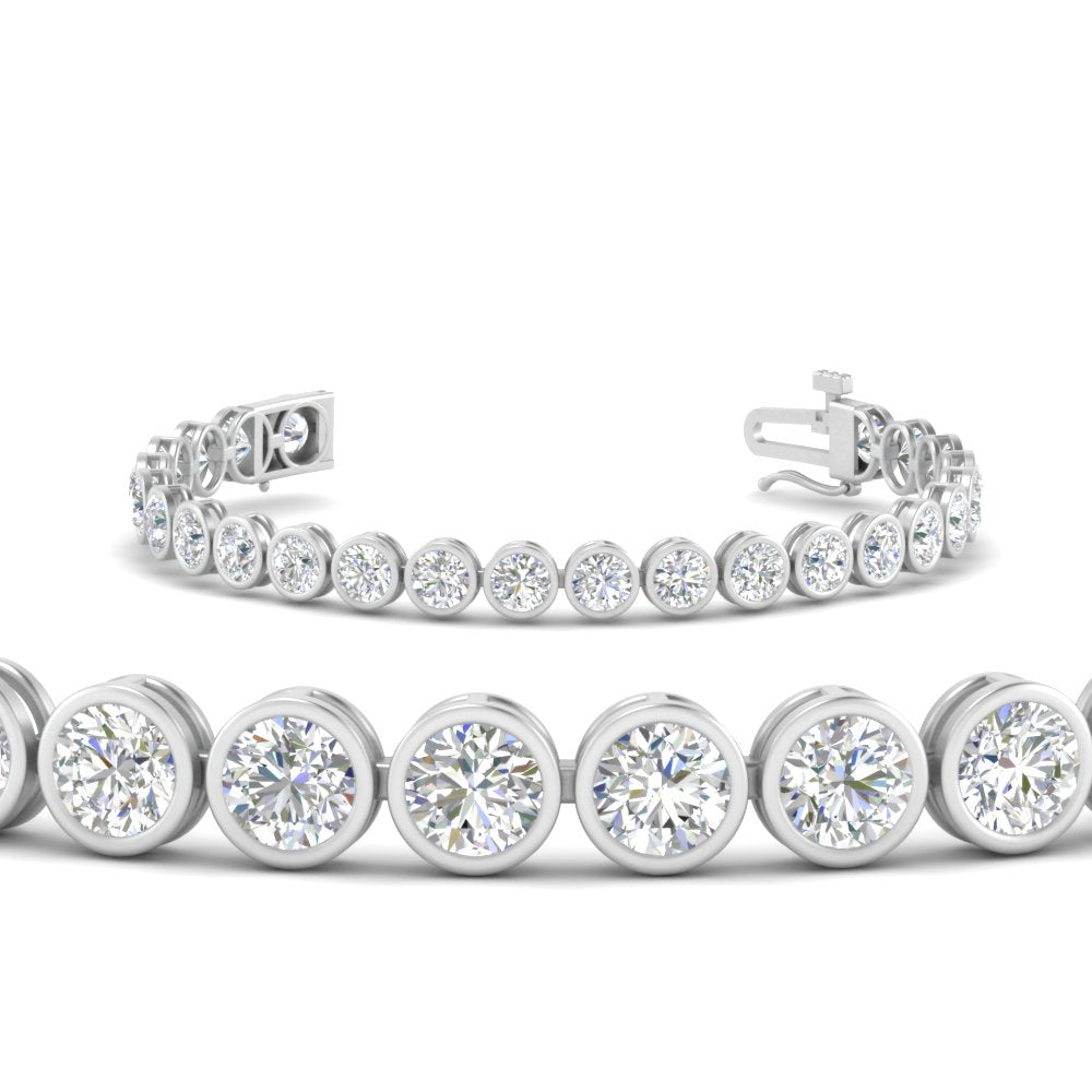 Round Lab Diamond Bezel Set Tennis Bracelet