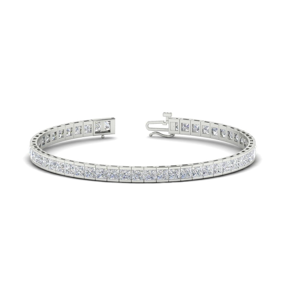 Half Bezel Princess Cut Lab Diamond Tennis Bracelet