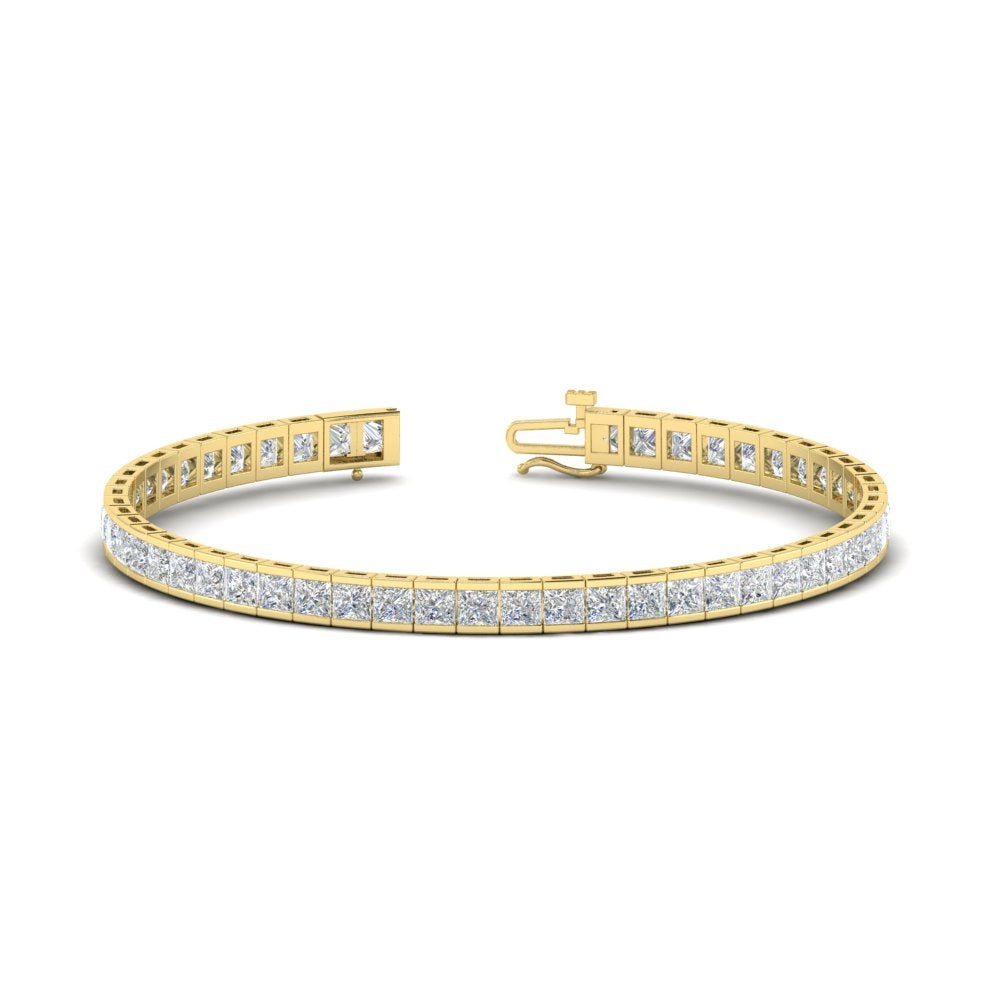 Half Bezel Princess Cut Lab Diamond Tennis Bracelet