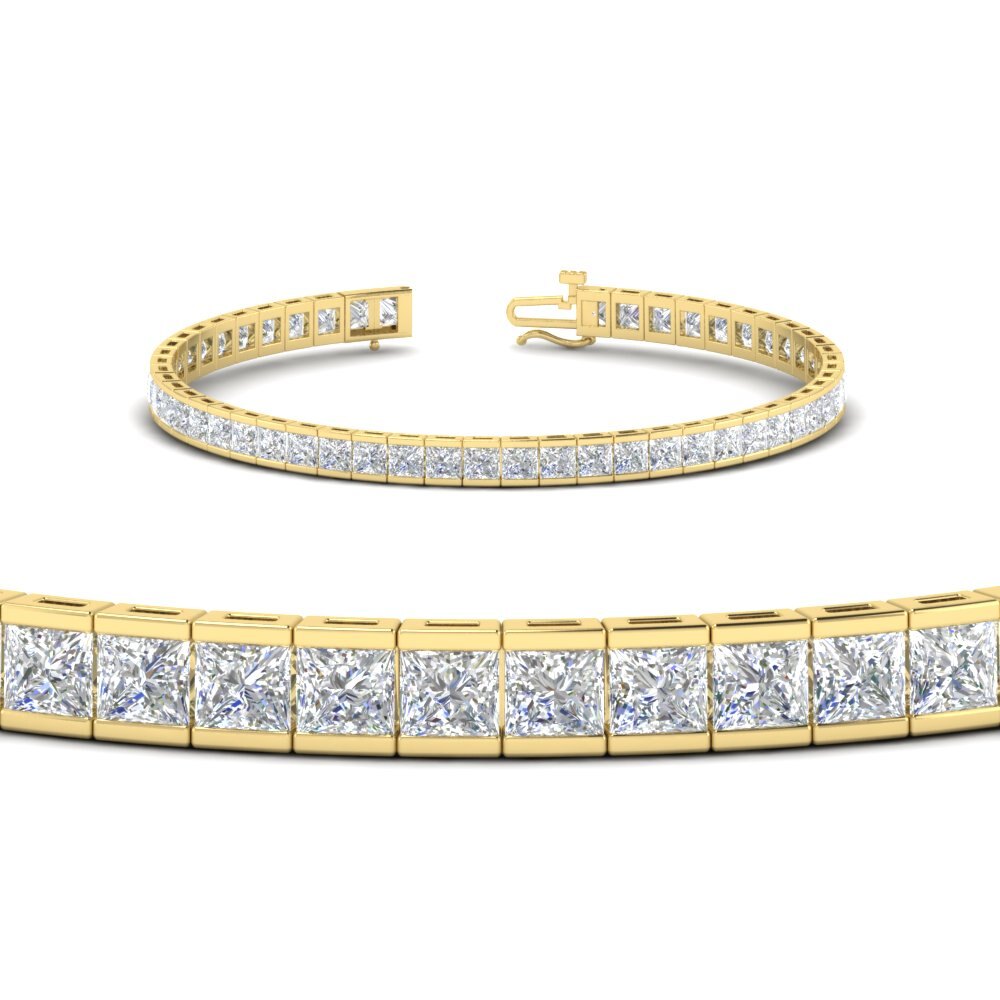 Half Bezel Princess Cut Lab Diamond Tennis Bracelet
