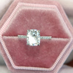 Load image into Gallery viewer, Cushion Cut Lab diamond Side Stone Engagement Rings 14K White Gold
