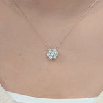 Load image into Gallery viewer, 1 Carat 7 Stone Flower Lab Diamond Two Tone Women Pendant 14K Gold
