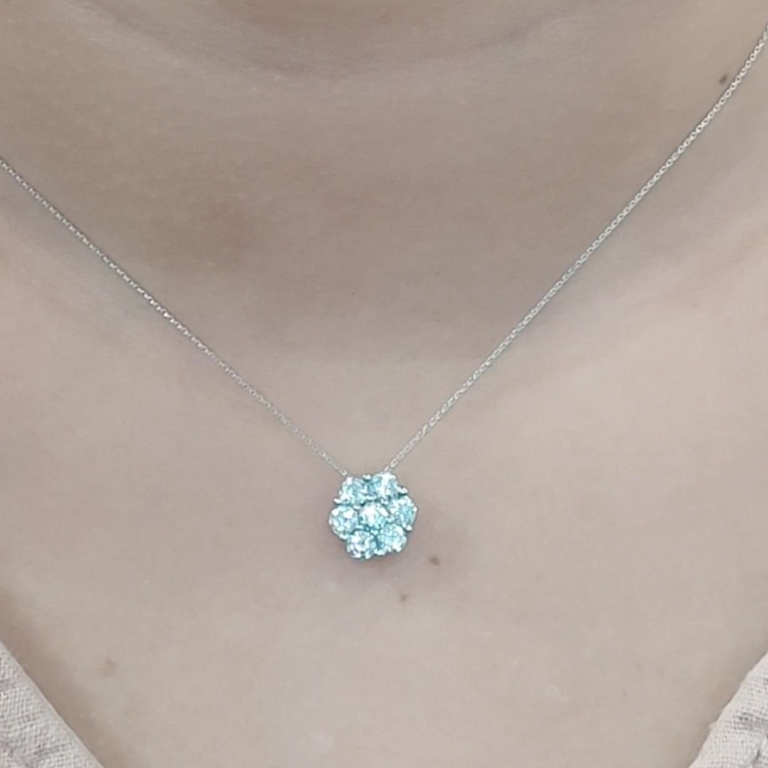 1 Carat 7 Stone Flower Lab Diamond Pendant 14K Gold