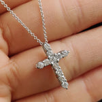 Load image into Gallery viewer, 1 Ctw Lab Diamond Cross Pendant For Women 14K Gold
