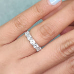 Load image into Gallery viewer, 1 Carat Round Cut Lab Grown Five Stone Wedding Band For Women 14K White Gold |Cuts &amp; Carat
