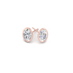 Load image into Gallery viewer, 0.50 To 5 Carat Lab Diamond Oval Stud Bezel Set Earring For Women 14K Gold
