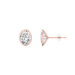 Load image into Gallery viewer, 0.50 To 5 Carat Lab Diamond Oval Stud Bezel Set Earring For Women 14K Gold
