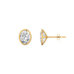 Load image into Gallery viewer, 0.50 To 5 Carat Lab Diamond Oval Stud Bezel Set Earring For Women 14K Gold
