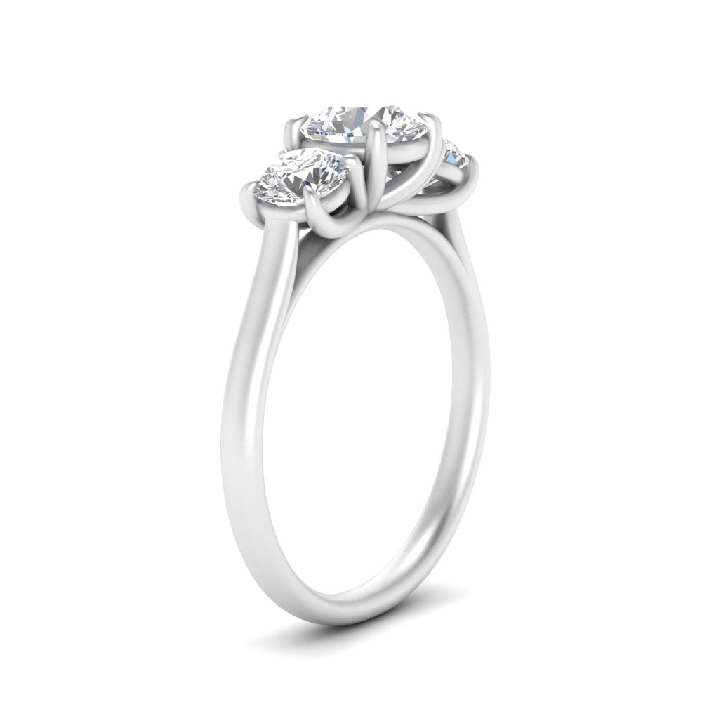 2 Carat Lab Grown Diamond 3 Stone Engagement Ring 14K White Gold