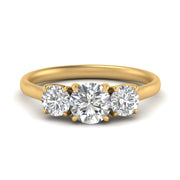 2 Carat Lab Grown Diamond 3 Stone Engagement Ring 14K Yellow Gold