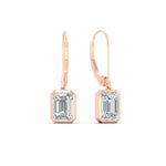 Load image into Gallery viewer, Bezel Set Lab Grown Diamond Leverback Emerald Cut Solitaire Earrings