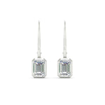 Load image into Gallery viewer, Bezel Set Lab Grown Diamond Leverback Emerald Cut Solitaire Earrings