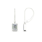 Load image into Gallery viewer, Bezel Set Lab Grown Diamond Leverback Emerald Cut Solitaire Earrings
