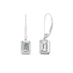 Load image into Gallery viewer, Bezel Set Lab Grown Diamond Leverback Emerald Cut Solitaire Earrings