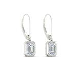 Load image into Gallery viewer, Bezel Set Lab Grown Diamond Leverback Emerald Cut Solitaire Earrings