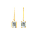 Load image into Gallery viewer, Bezel Set Lab Grown Diamond Leverback Emerald Cut Solitaire Earrings