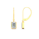 Load image into Gallery viewer, Bezel Set Lab Grown Diamond Leverback Emerald Cut Solitaire Earrings