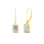 Load image into Gallery viewer, Bezel Set Lab Grown Diamond Leverback Emerald Cut Solitaire Earrings
