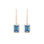 Load image into Gallery viewer, Blue Diamond Lab Grown Bezel Set Leverback Emerald Drop Earrings