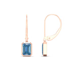 Load image into Gallery viewer, Blue Diamond Lab Grown Bezel Set Leverback Emerald Drop Earrings